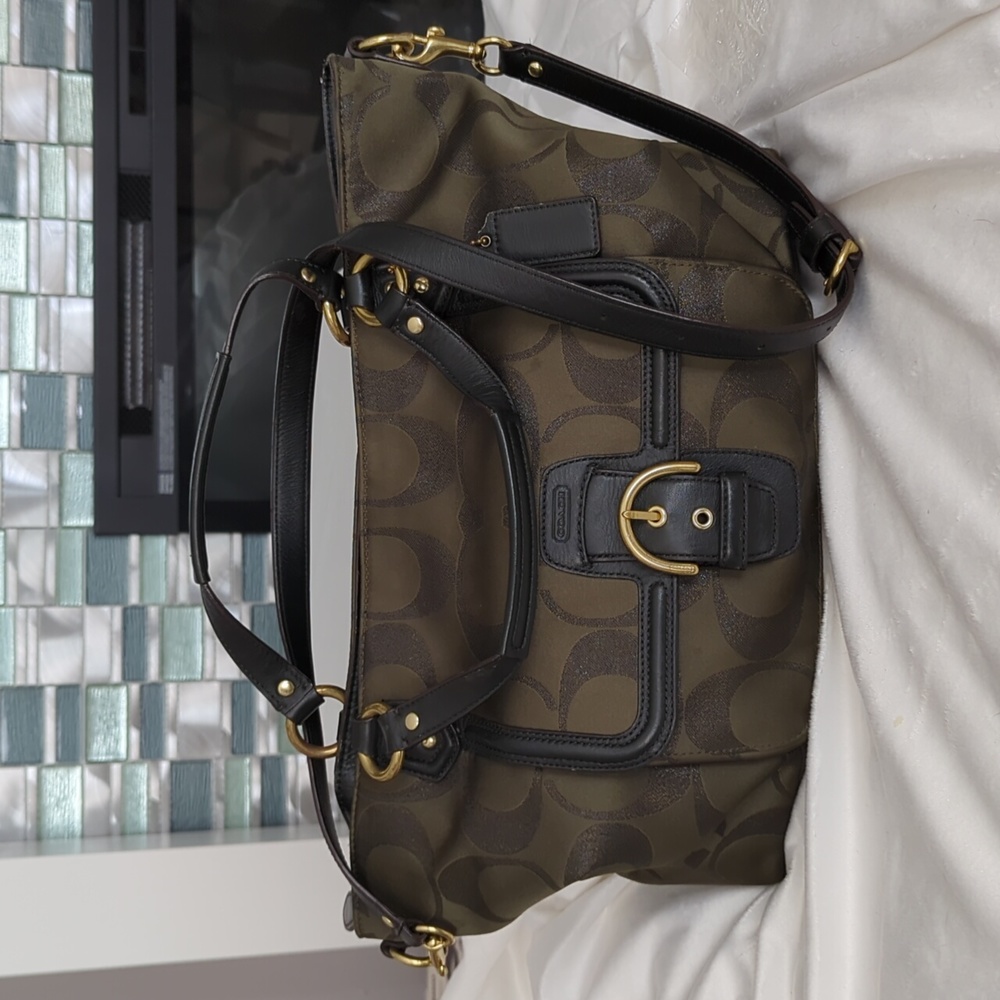💯 AUTHENTIC COACH CAMPBELL SIGNATURE METALLIC IZZY CROSSBODY W/COA SIZE LARGE